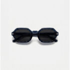KOWN ECLIPSE — navy octagonal sunglasses with metal rivets and dark lenses, front view