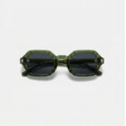 KOWN EVERGREEN — olive octagonal sunglasses with deep green lenses, front view