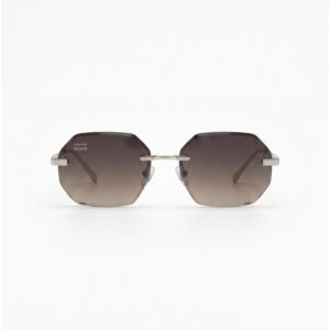 KOWN MOCHA — rimless octagonal sunglasses with brown gradient lenses, front view