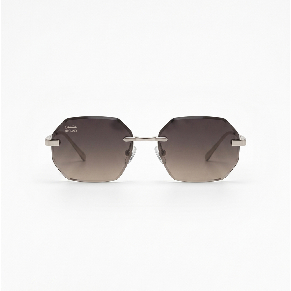Mocha KOWN MOCHA — rimless octagonal sunglasses with brown gradient lenses, front view