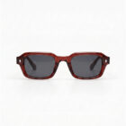 KOWN SIENNA — oxblood rectangular sunglasses with dark lenses, front view