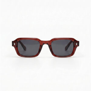 KOWN SIENNA — oxblood rectangular sunglasses with dark lenses, front view