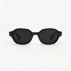 KOWN VOID — black rounded octagonal sunglasses with solid black lenses, front view